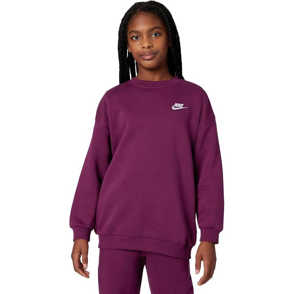 Nike Sportswear Club Fleece Girls Oversized Crewneck Sweatshirt Sangria Purple